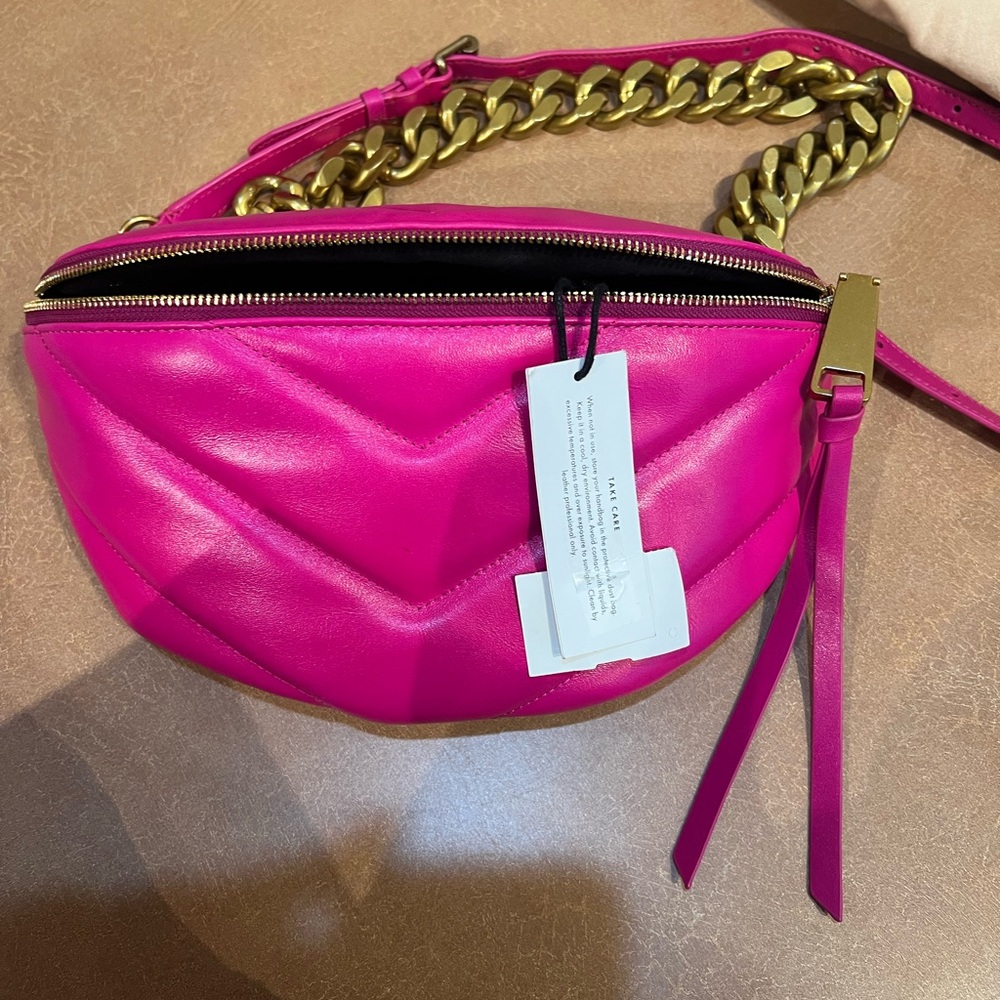 Pink Quilted Chain Strap Bag